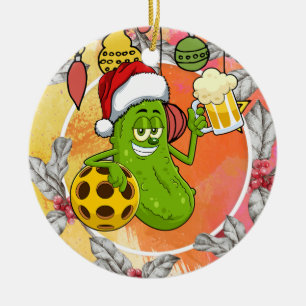 Pickleball Christmas themed Ceramic Ornament