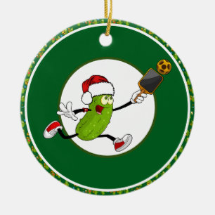 Pickleball Christmas themed Ceramic Ornament