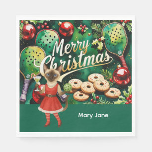 Pickleball Christmas themed for Cat Lovers Napkin