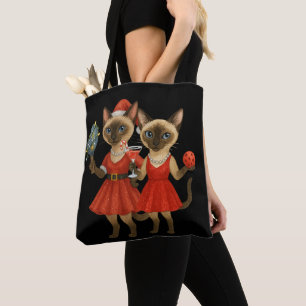 Pickleball Christmas themed for Cat Lovers Tote Bag