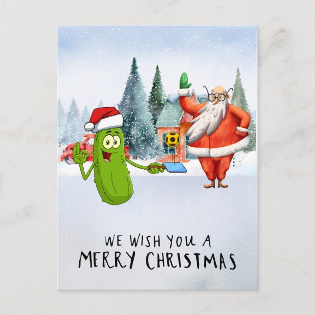 Pickleball Christmas themed Holiday Postcard (Front)
