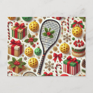 Pickleball Christmas themed Holiday Postcard