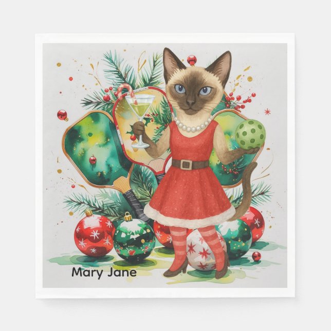 Pickleball Christmas themed  Napkin (Front)