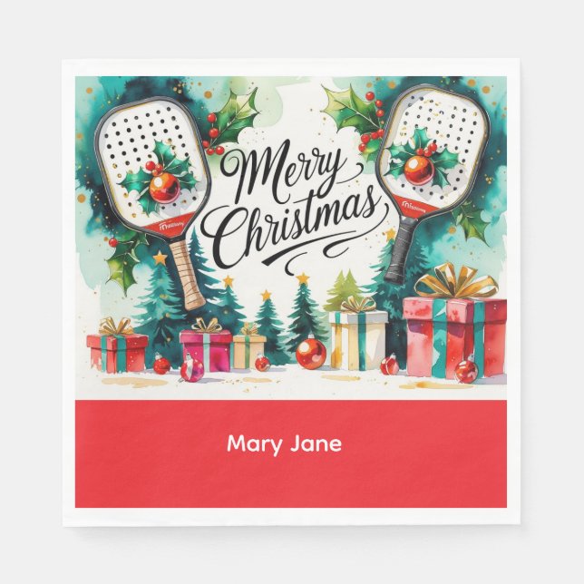 Pickleball Christmas themed  Napkin (Front)