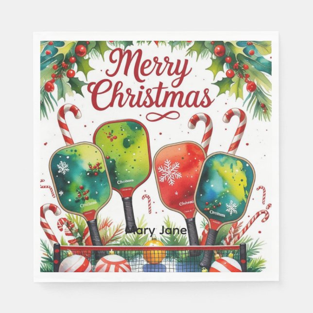 Pickleball Christmas themed  Napkin (Front)