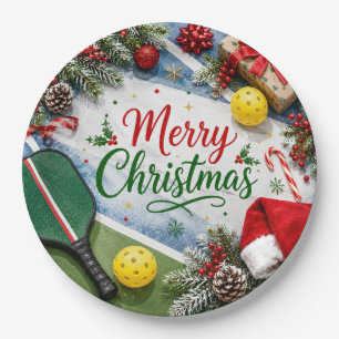 Pickleball Christmas themed Paper Plate