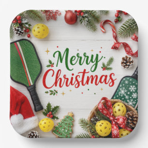 Pickleball Christmas themed  Paper Plate
