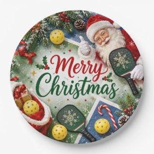 Pickleball Christmas themed Paper Plate