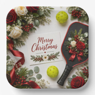 Pickleball Christmas themed Paper Plate