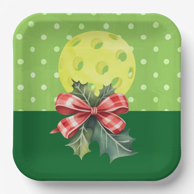 Pickleball Christmas themed  Paper Plate (Front)
