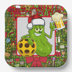 Pickleball Christmas themed  Paper Plate