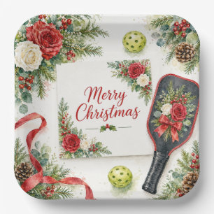 Pickleball Christmas themed Paper Plate