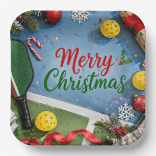 Pickleball Christmas themed Paper Plate