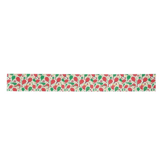 Pickleball  Christmas themed Satin Ribbon (Front)