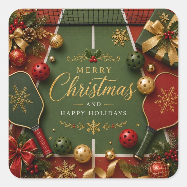 Pickleball Christmas themed  Square Sticker (Front)