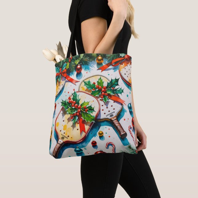 Pickleball Christmas themed  Tote Bag (Close Up)