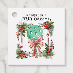 Pickleball Christmas themed with ball and wreath Favour Tags
