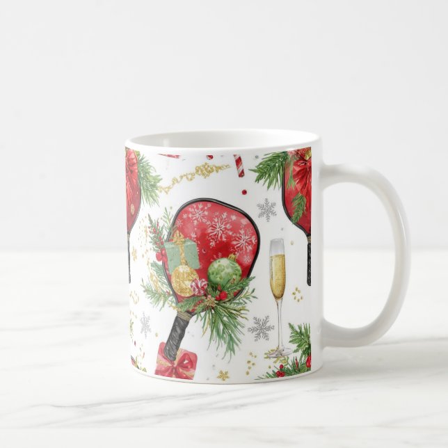 Pickleball Christmas themed with Paddle  Coffee Mug (Right)