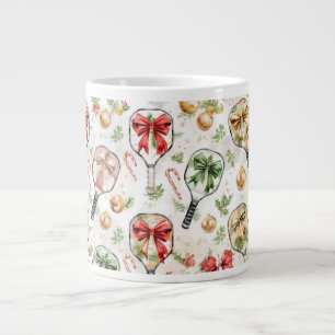 Pickleball Christmas themed with Paddle Large Coffee Mug