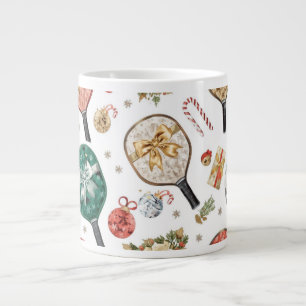 Pickleball Christmas themed with Paddle Large Coffee Mug