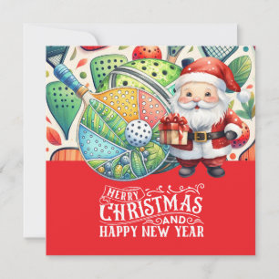 Pickleball Christmas themed with Santa Claus Holiday Card