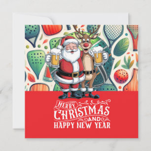 Pickleball Christmas themed with Santa Claus Holiday Card