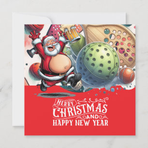Pickleball Christmas themed with Santa Claus Holiday Card