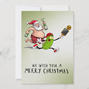 Pickleball Christmas themed with Santa Claus Holiday Card
