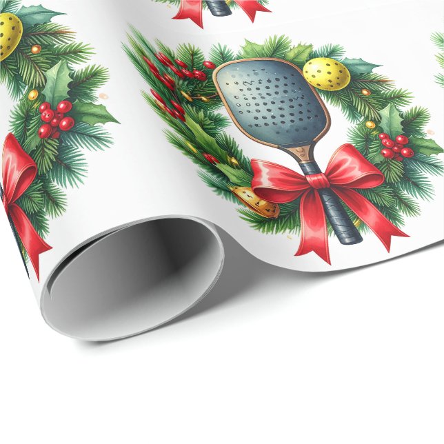 Pickleball Christmas themed Wrapping Paper (Roll Corner)