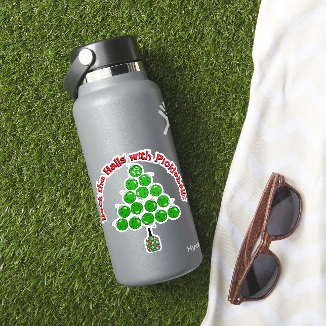 Pickleball Christmas Tree Deck the Halls Red Green (HydroFlask Insitu)