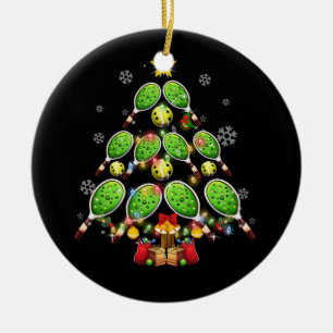 Pickleball Christmas Tree Dink Pickle Ball Player  Ceramic Ornament