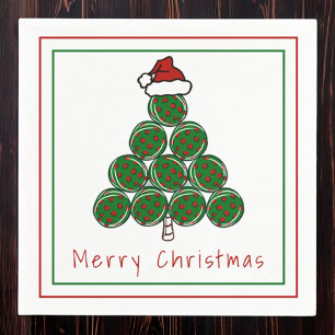 Pickleball Christmas Tree Merry Christmas Holiday Napkin