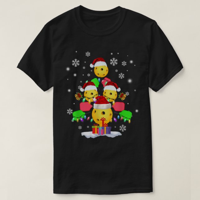 Pickleball Christmas Tree Santa Pickleball Xmas Li T-Shirt (Design Front)