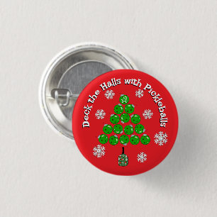 Pickleball Christmas Tree Xmas Party Personalized 3 Cm Round Badge