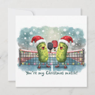 Pickleball Christmas wears Santa Claus on Match Holiday Card