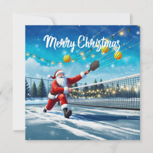 Pickleball Christmas with Santa Claus Holiday Card