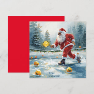 Pickleball Christmas with Santa Claus Holiday Card