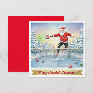 Pickleball Christmas with Santa Claus Holiday Card