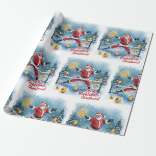 Pickleball Christmas with Santa themed on Match Wrapping Paper