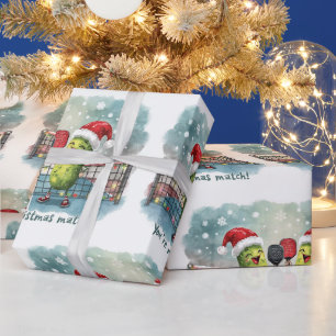 Pickleball Christmas with Santa themed on Match Wrapping Paper