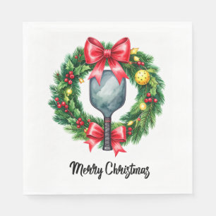 Pickleball Christmas Wreath Napkin