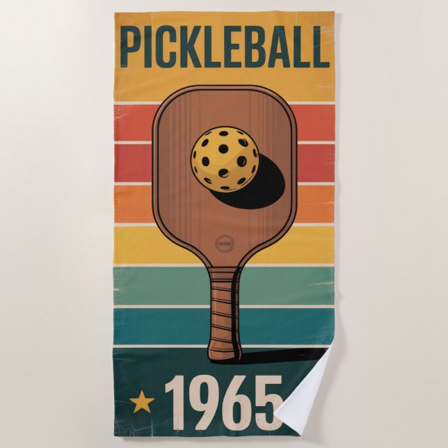 Pickleball Classic 1965 Paddle Poster For Fans Beach Towel (Front)
