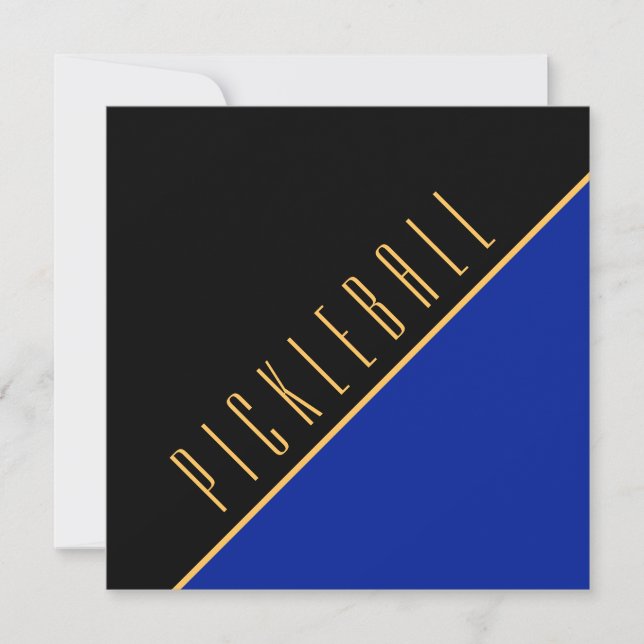 PICKLEBALL Classy Royal Blue Black Colour Block Card (Front)