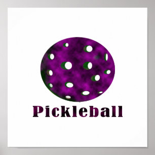 pickleball clouded purple text n ball .png poster