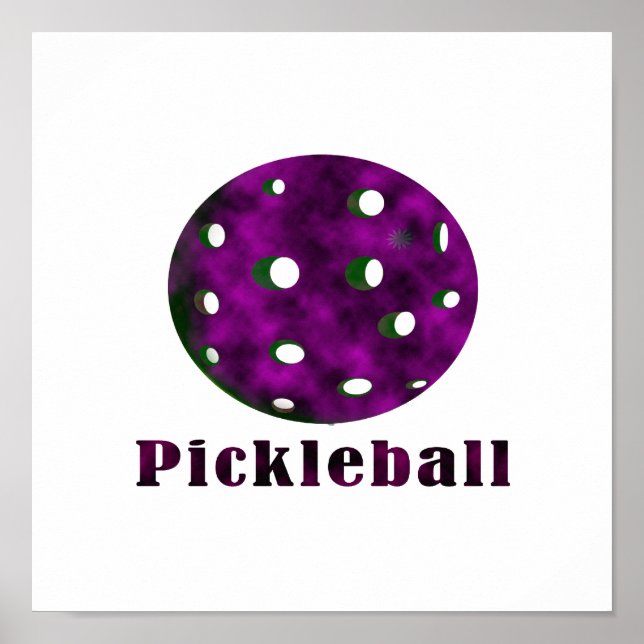 pickleball clouded purple text n ball .png poster (Front)