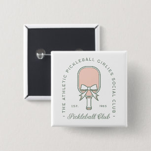 Pickleball club girlies pink and green aesthetic 15 cm square badge