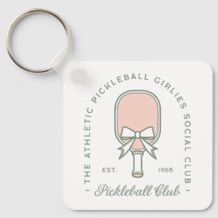 Pickleball club girlies pink and green aesthetic key ring