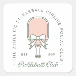 Pickleball club girlies preppy aesthetic matching square sticker