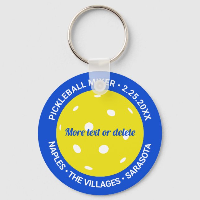 Pickleball Club Mixer Tournament Game Custom Medal Key Ring (Front)
