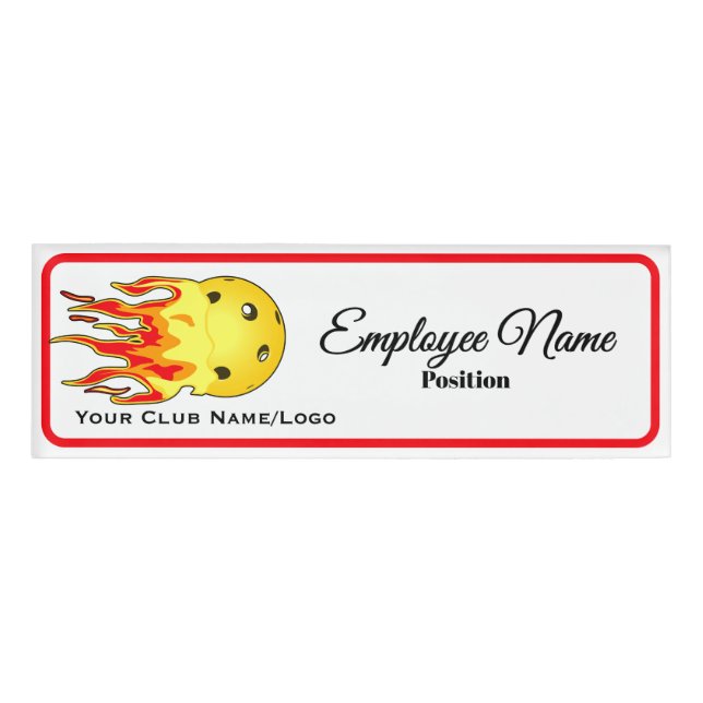 Pickleball Club Personalized Logo Employee  Name Tag (Front)